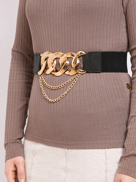 Широк дамски колан за панталони с ластик