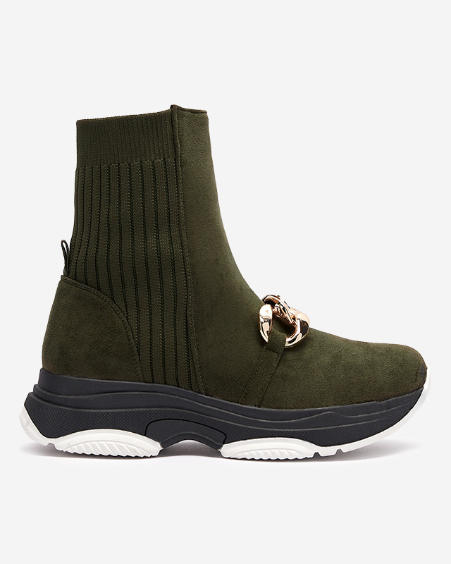 Зелени дамски ботуши от екокожа Cuzitta- Обувки