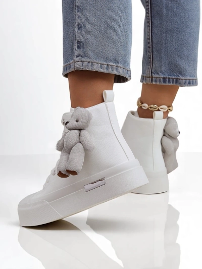 Royalfashion Дамски високи кецове с мече Теди