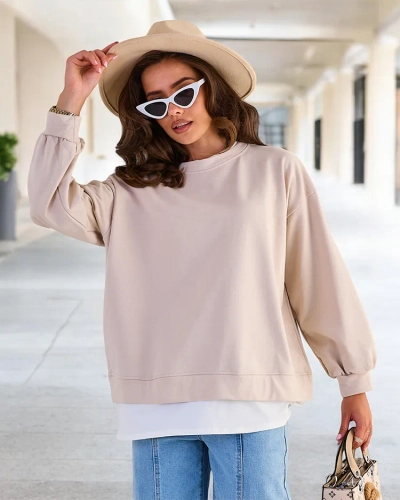 Royalfashion Дамски памучен тънък суитшърт