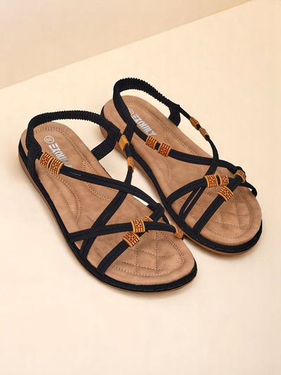 Дамски сандали Royalfashion Evita Nero екологична кожа slip-on