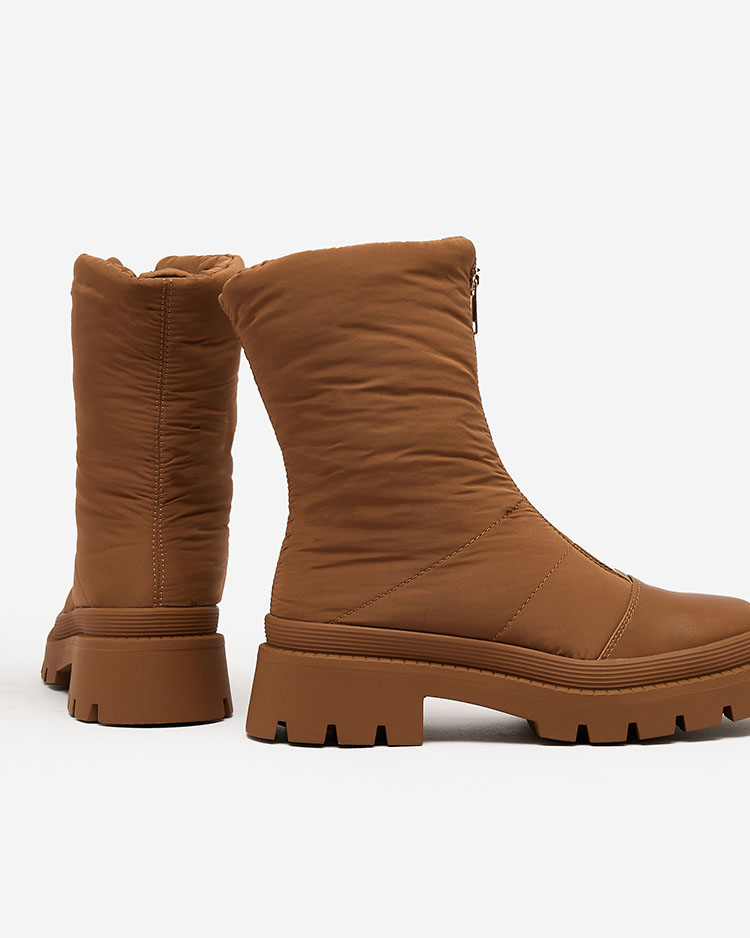 Royalfashion Дамски ботуши Tainve с плосък ток в цвят камила