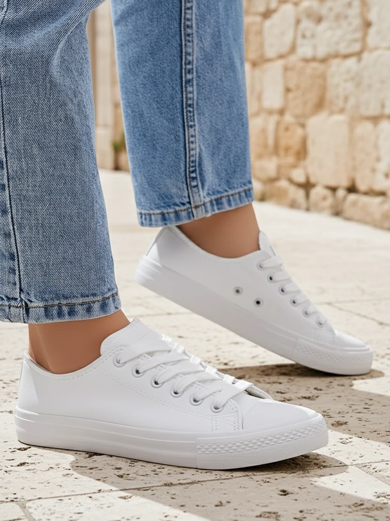 Aurelia Bianche – бели кецове Royalfashion от екологична кожа, равни