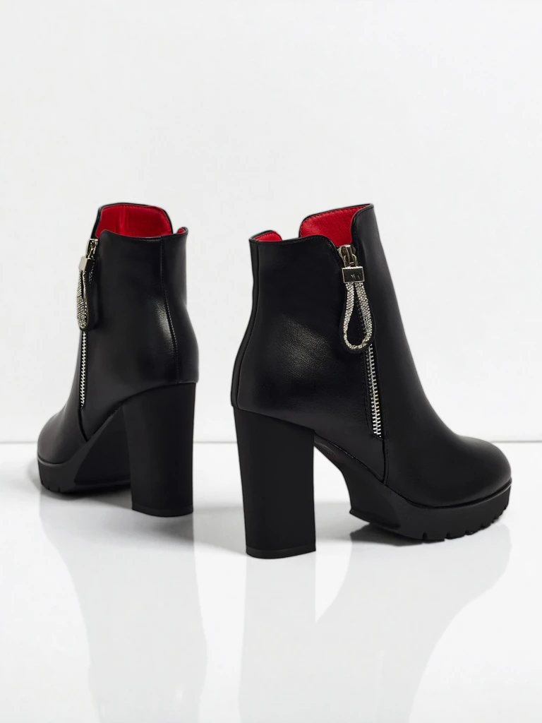 Дамски еко кожени боти до глезена на ток Marellin