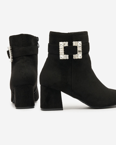 Royalfashion Черни дамски ботуши с нисък ток Masemart