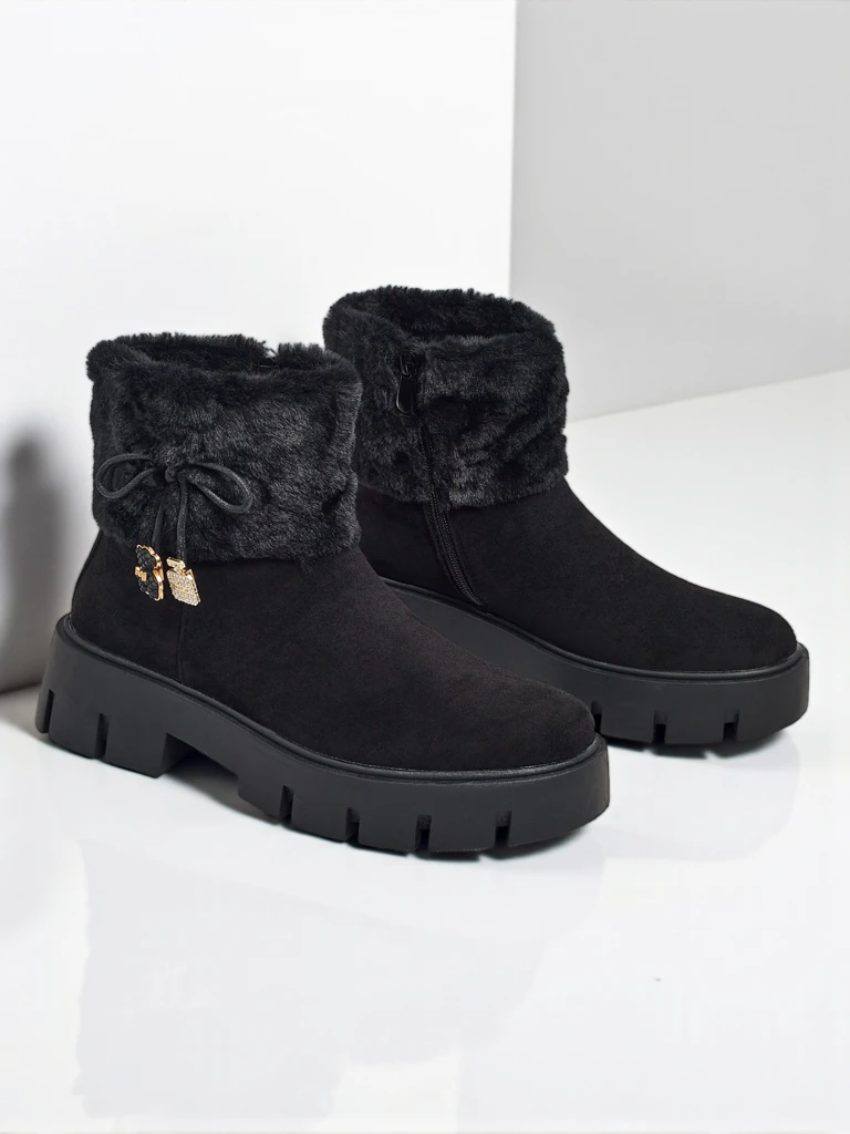 Дамски еко велурени боти с козина Vernaya