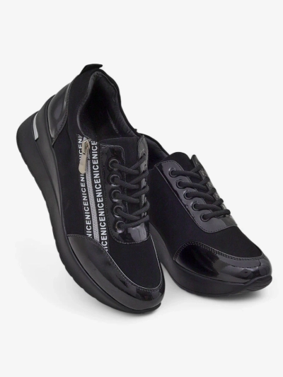 Черни дамски сникърси на платформа Calista Nero – елегантност и удобство за всеки ден