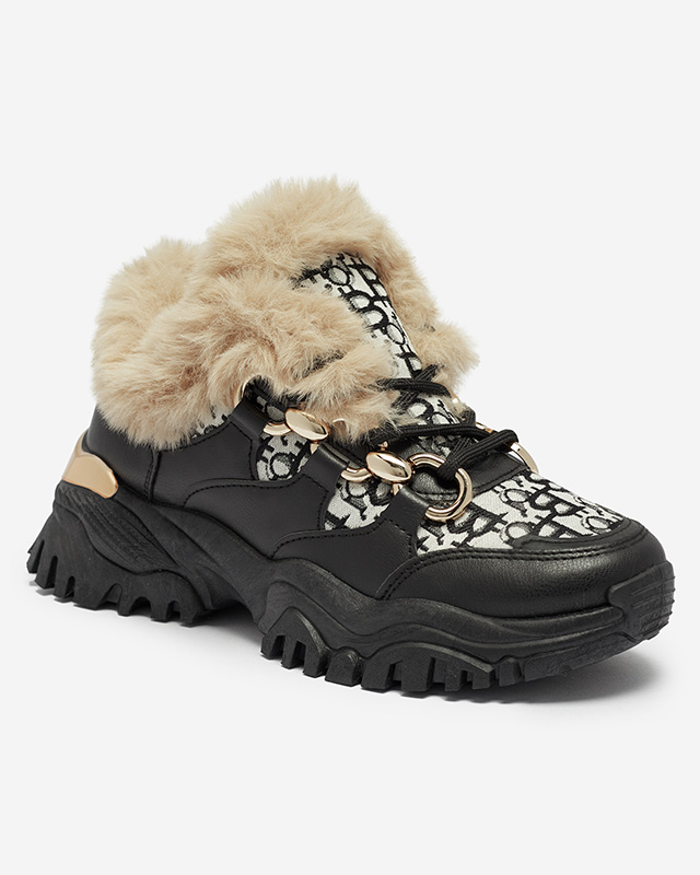 Дамски спортни обувки с кожа в черно Reyma- Footwear