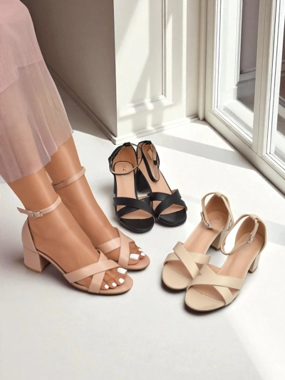 Royalfashion дамски сандали с нисък квадратен ток Eleganza Strap