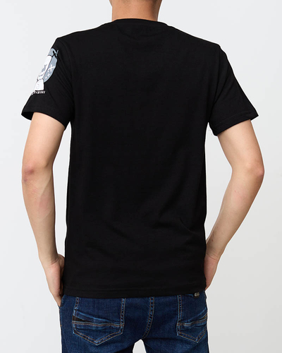 T-shirt męski z nadrukiem w kolorze czarnym- Odzież
