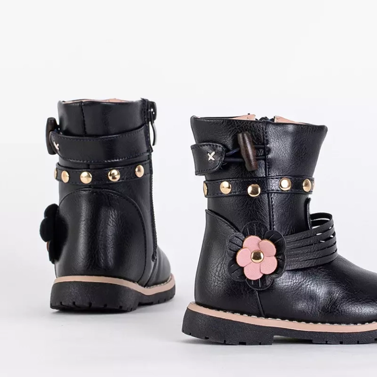 OUTLET Dziecięce botki granatowe z eko skóry Kisso- Obuwie