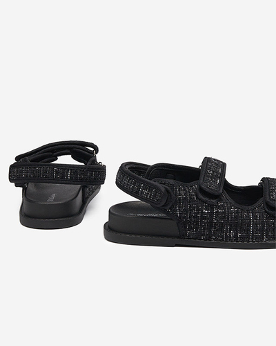 Czarne damskie tkaninowe sandały Desotty- Obuwie