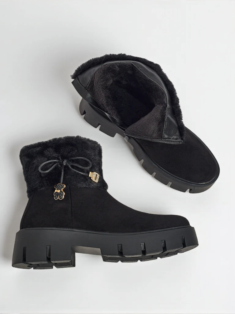 Дамски еко велурени боти с козина Vernaya