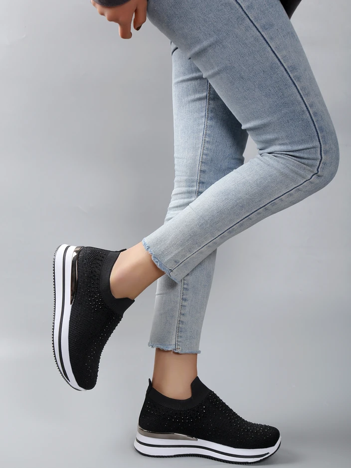 Royalfashion Дамски спортни обувки тип слънчоглед с камъчета Ceromie