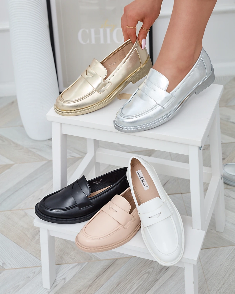 Златисти дамски мокасини от еко кожа Zibom- Footwear