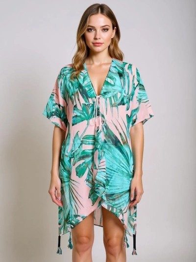 Pareo Cleandra - Многоцветна плажна рокля Royalfashion, V-образно деколте