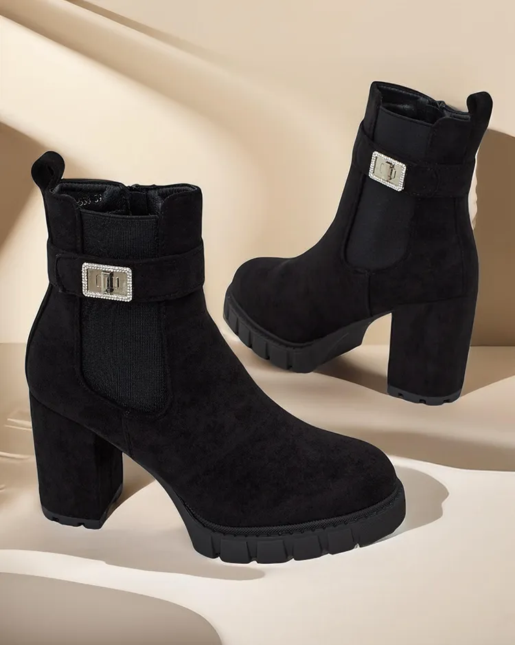 Дамски блок ток глезенки ботуши на Royalfashion Effo