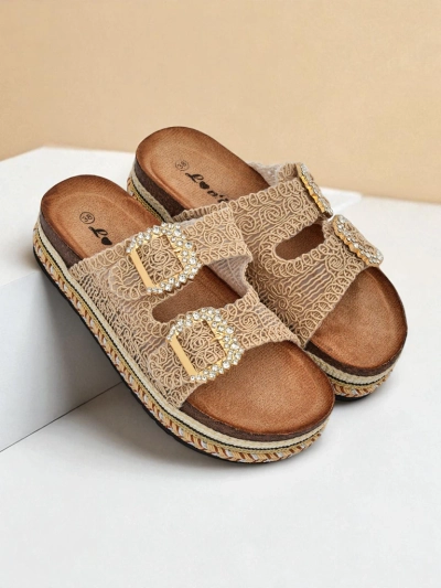 Royalfashion Дамски сандали с катарами с камъни GlamCork