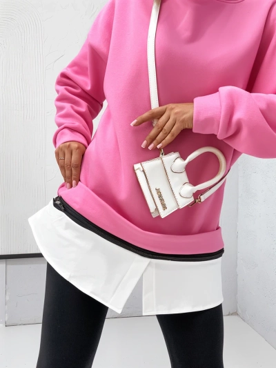 Royalfashion Памучен дамски суитшърт с махаща се долна част