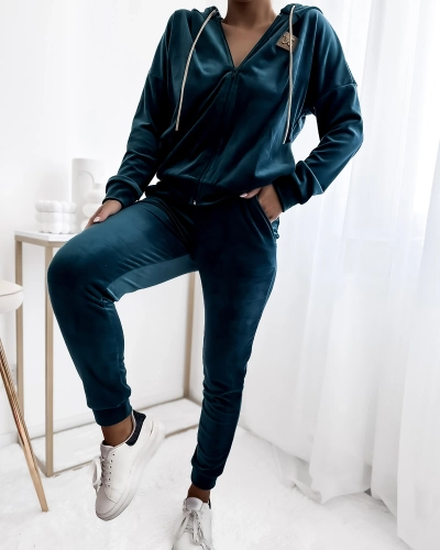 Royalfashion Тюркоазен дамски комплект потник с кръпка