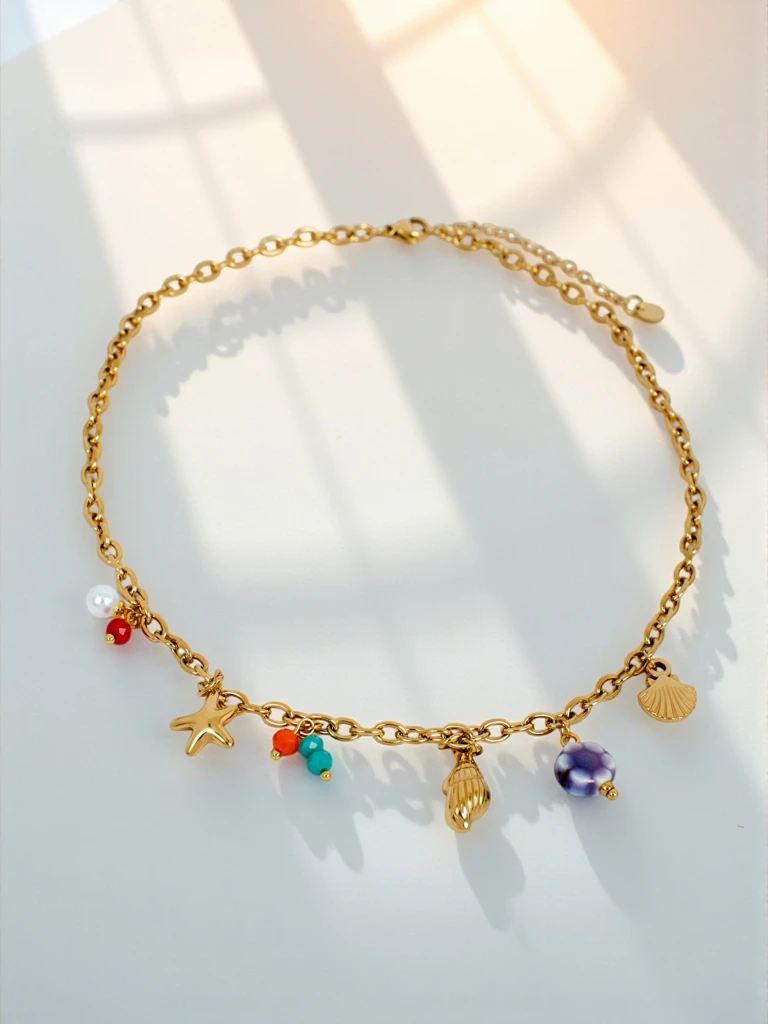 Колие Atena Charm Sea – златни амулети с морски мотиви