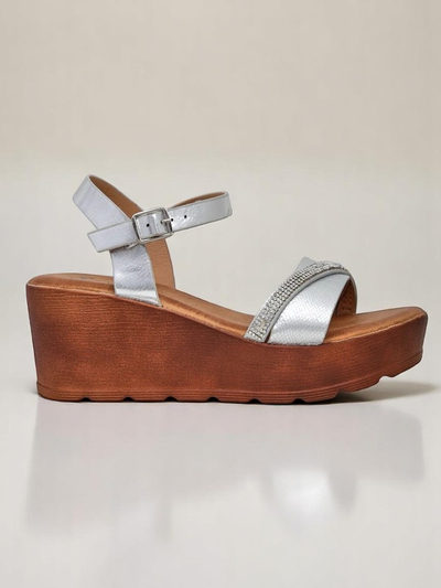 Обувки с wedges Royalfashion за жени с камъни и блестящи елементи Aurora Glow