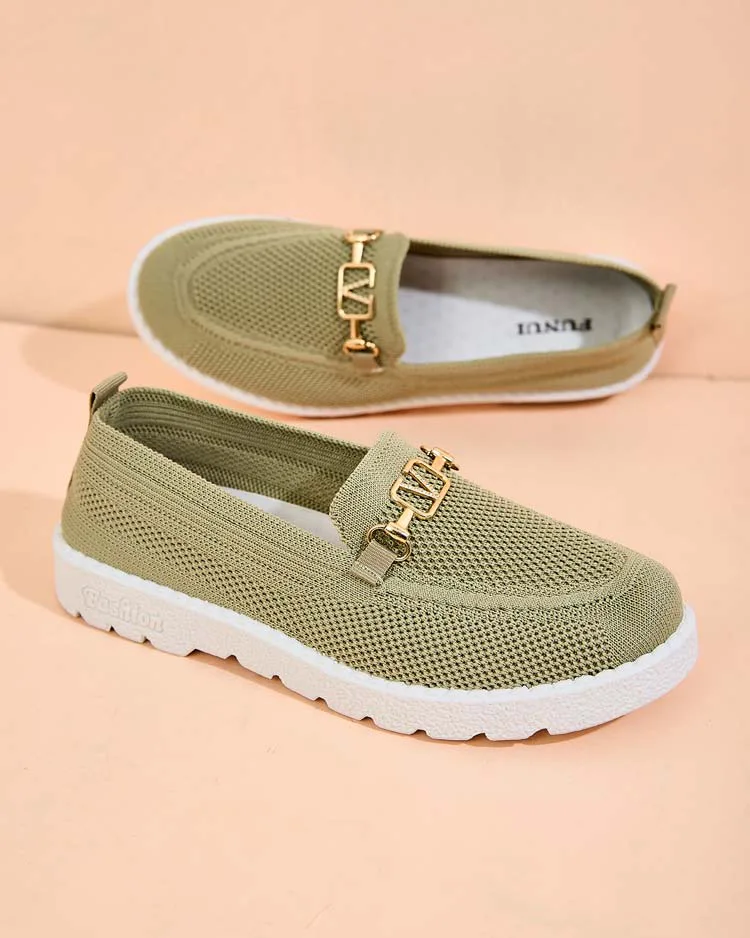 Royalfashion Дамски мокасини от плат със златна украса Erticae