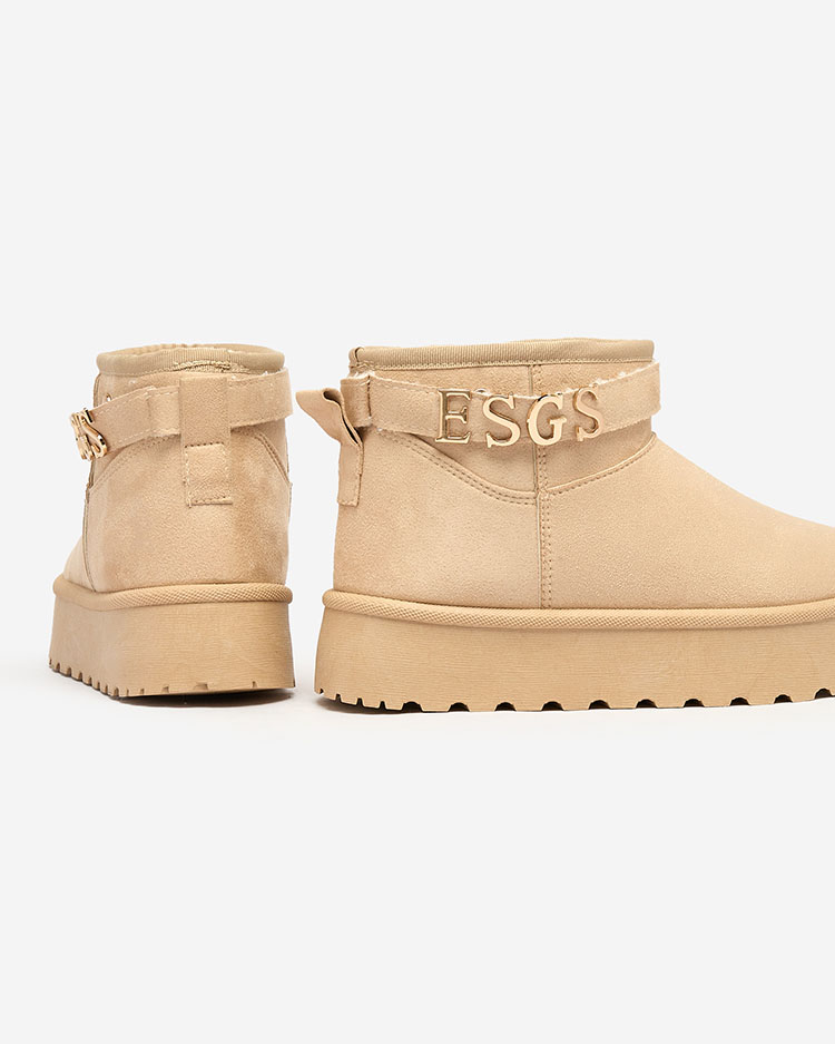 Royalfashion Светлокафяви дамски обувки a'la ботуши за сняг с орнамент Parisela