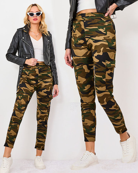 Royalfashion Зелени дамски бойни панталони с десен мору