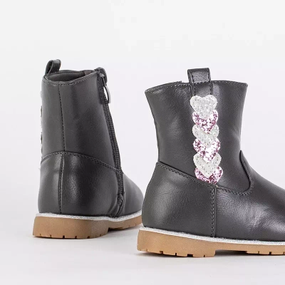 OUTLET Szare botki dziewczęce z ozdobną cholewką Nokimi- Obuwie