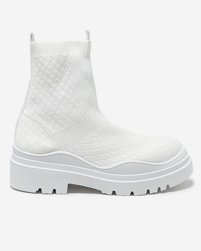 Białe botki damskie na płaskim obcasie Seritis - Obuwie