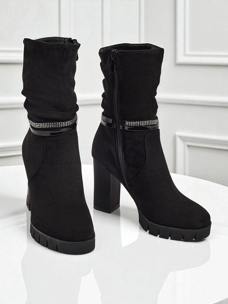 Дамски еко велурени боти на ток BrambleDusk