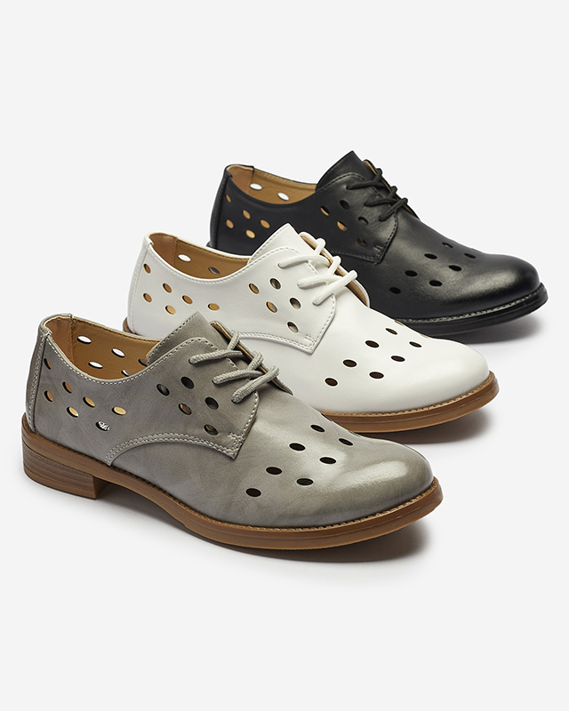 Дамски полуобувки с ажурна връзка от екокожа в черно Selofso- Footwear