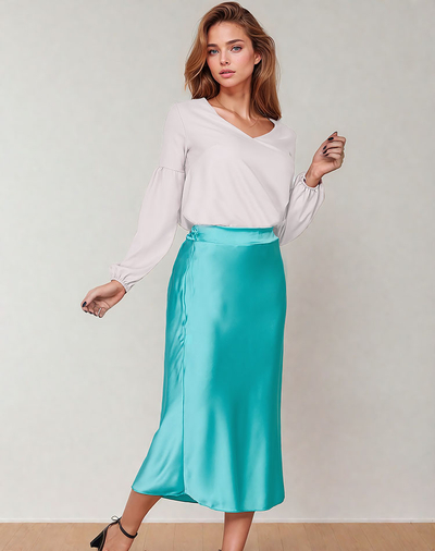 Royalfashion Дамска миди пола a'la satin