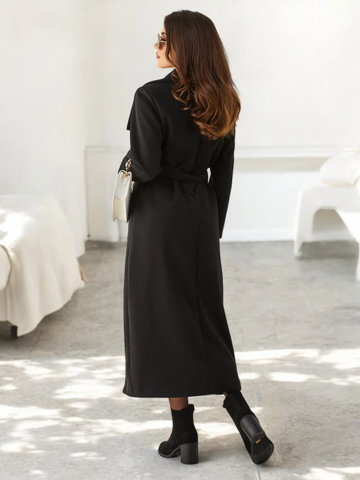 Royalfashion Дамско макси палто с връзка