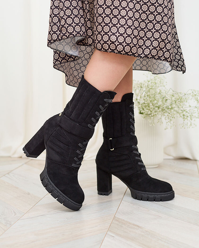 Royalfashion Черни дамски ботуши с изолация Sehhra