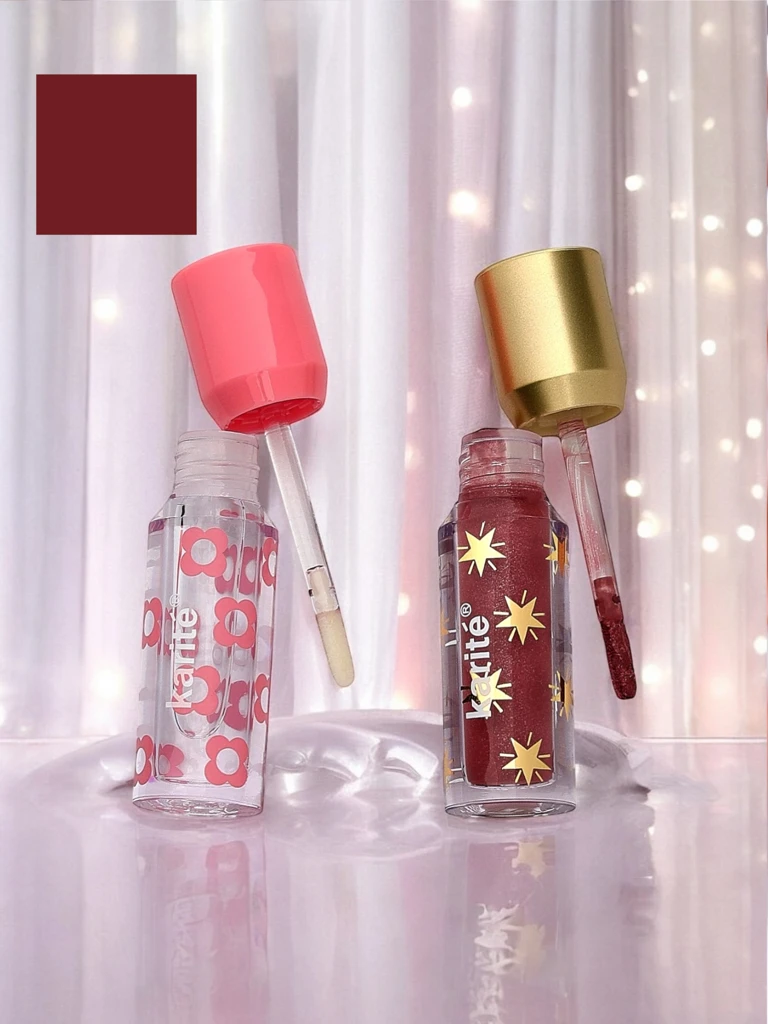 Гланц с брокат и безцветен гланц 2в1 Fiercely Red