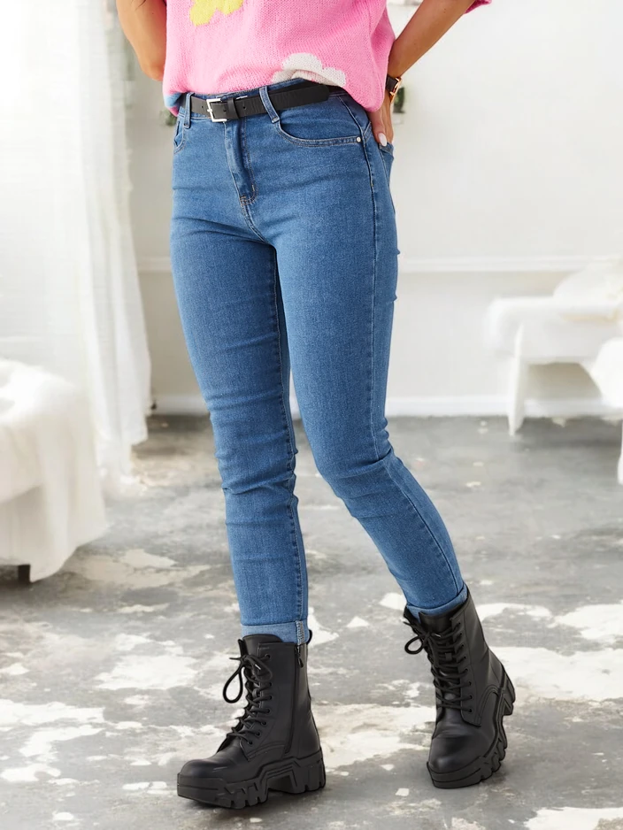 Royalfashion Дамски стеснени памучни дънки