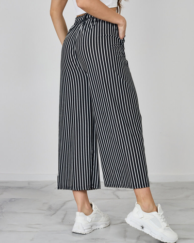 Royalfashion Дамски широк раиран панталон 7/8