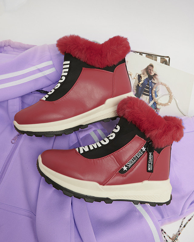 Червени дамски изолирани ботуши с кожа Scherr- Footwear