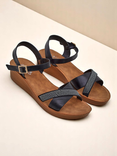 Royalfashion Дамски сандали на платформа с камъни Allona