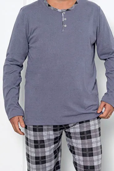 Royalfashion Памучни мъжки каре пижами ПЛЮС РАЗМЕР