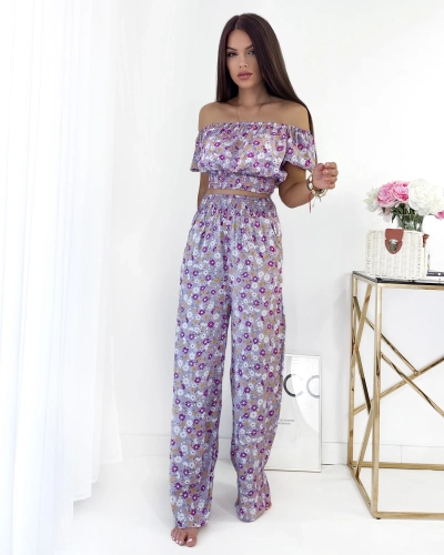 Royalfashion Лилав дамски цветен комплект от две части