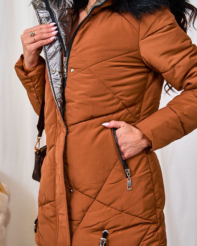 Royalfashion Кафяво дамско зимно яке