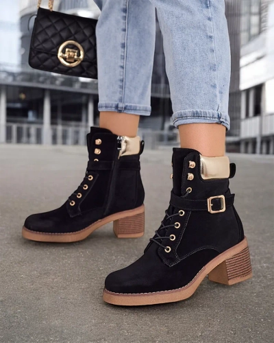 Royalfashion Дамски ботуши с нисък ток Неделин