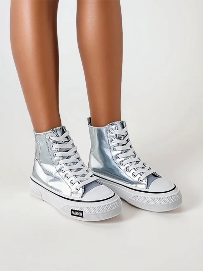 Royalfashion Високи женски маратонки с мотив сърце Сребърно сърце