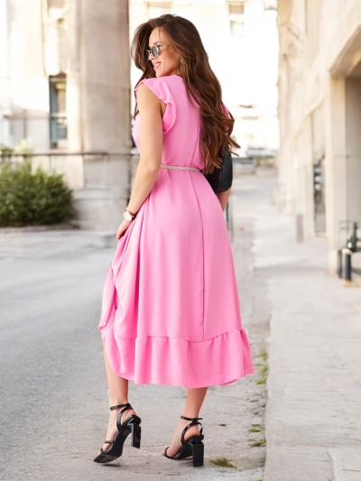 Рокля миди за жени Royalfashion с ръбове и къси ръкави