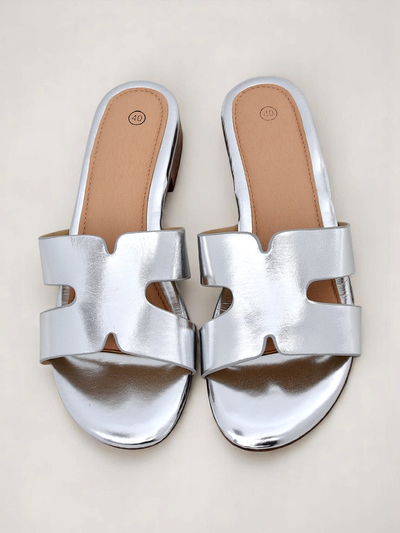 Royalfashion Дамски чехли на плоска подметка SilverEase