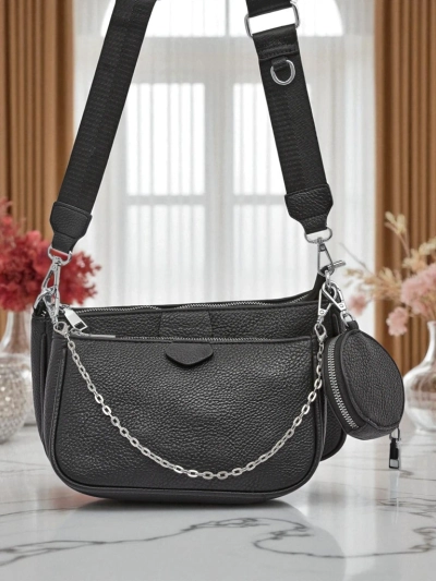 Дамска многофункционална чанта Scylla в черен цвят от екологична кожа