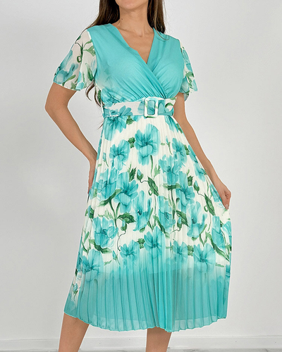 Royalfashion Дамска плисирана флорална миди рокля